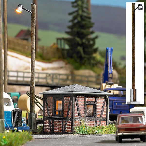 Black Forest® Hobby Supply Co Busch 4135 HO Scale Streetlight on Wood Post -- With Yellow LED — HO Scale Lighting > Busch