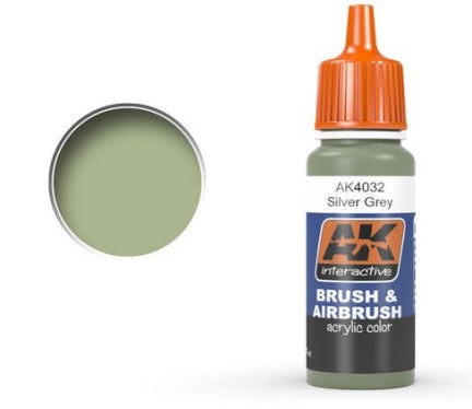 Black Forest® Hobby Supply Co AK Interactive 4032 Silver Grey Acrylic Paint 17ml Bottle — Glues, Paints, Tools > AK