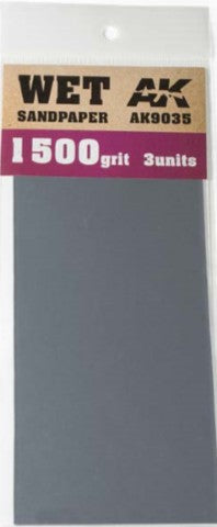 Black Forest® Hobby Supply Co AK Interactive 9035 Wet Sandpaper Sheets 1500 Grit (3) — Glues, Paints, Tools > AK Interactive
