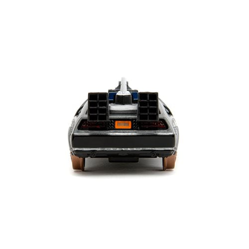Back to the Future Part III die-cast 1:32 scale "Hollywood Rides" DeLorean Time Machine (railroad) - Echo Six Hobbies