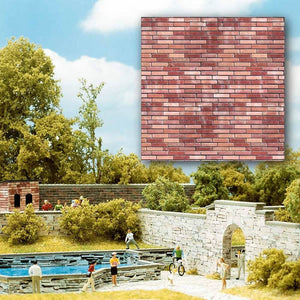 Black Forest® Hobby Supply Co Busch 7425 HO Scale Wall Card 8-1/4" x 5-13/16" (21cm x 14.8cm) -- Red Brick /2 — HO Scale