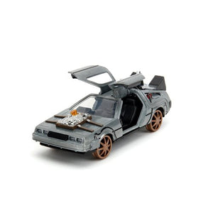 Back to the Future Part III die-cast 1:32 scale "Hollywood Rides" DeLorean Time Machine (railroad) - Echo Six Hobbies