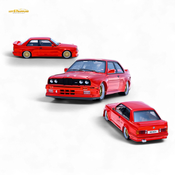 DCM BMW M3 E30 in Red - Gold Wheels 1:64