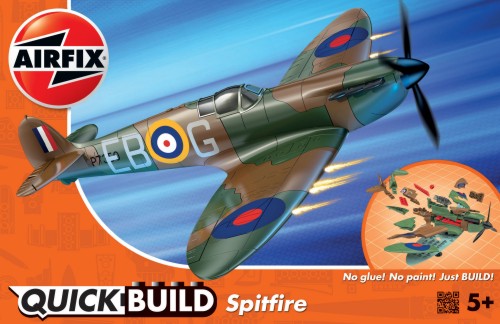 Black Forest® Hobby Supply Co Airfix J6000 Quick Build Spitfire Fighter (Snap) — Military Aircraft Kits > Airfix