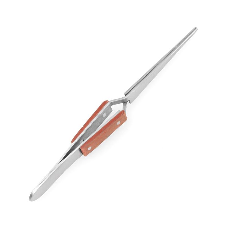 Enkay Straight, Wood Handle Soldering Tweezers, Carded