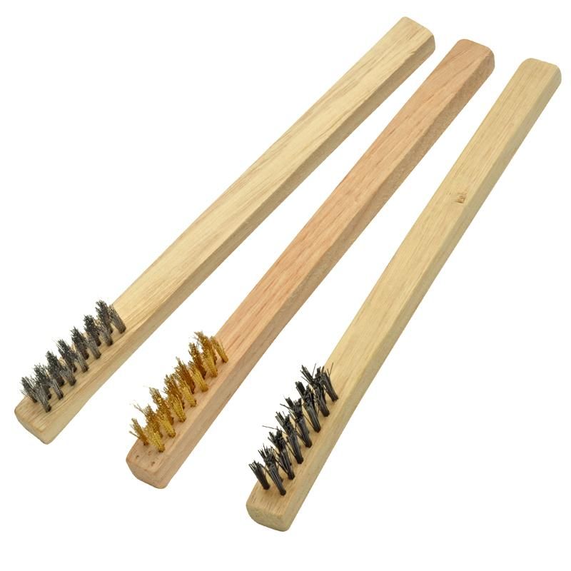 Enkay 3pc Mini Wire Brush Set, Wood Handles, Carded