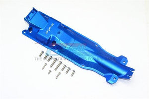 GPM ALUMINUM 3D SKID PLATE FOR MIDDLE OF CHASSIS TRAXXAS REVO / SLAYER PRO BLUE
