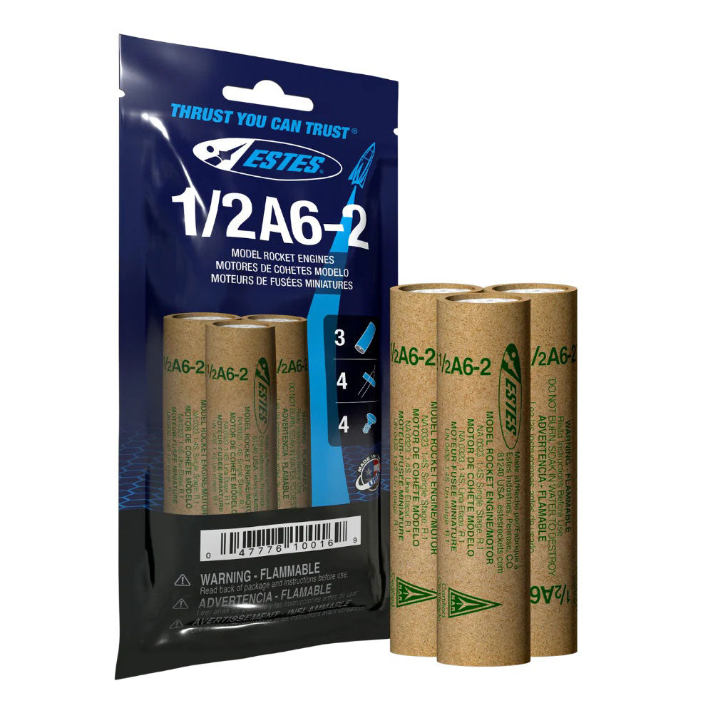 Estes Rockets - 1/2A6-2 Model Rocket Engines, (3pk)