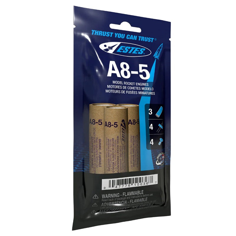 Estes Rockets - A8-5 Model Rocket Engines, (3pk)