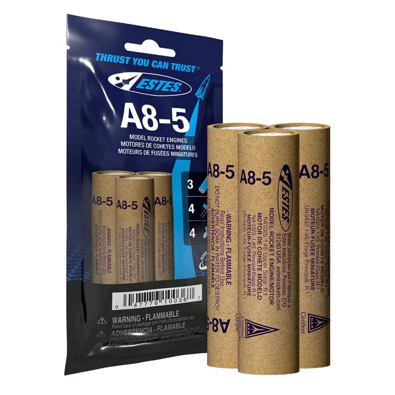 Estes Rockets - A8-5 Model Rocket Engines, (3pk)