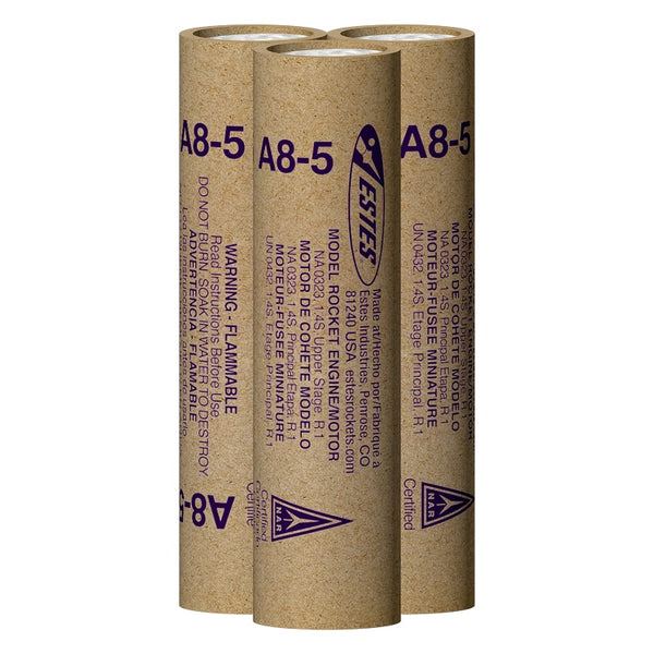 Estes Rockets - A8-5 Model Rocket Engines, (3pk)