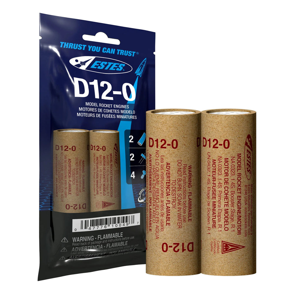 Estes Rockets - D12-0 Model Rocket Engines, (2pk)