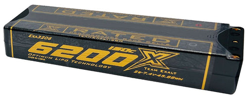 Exalt 2S/7.4V-6200MAH-135C Stick w/5mm Bullets, X-Rated LiPo