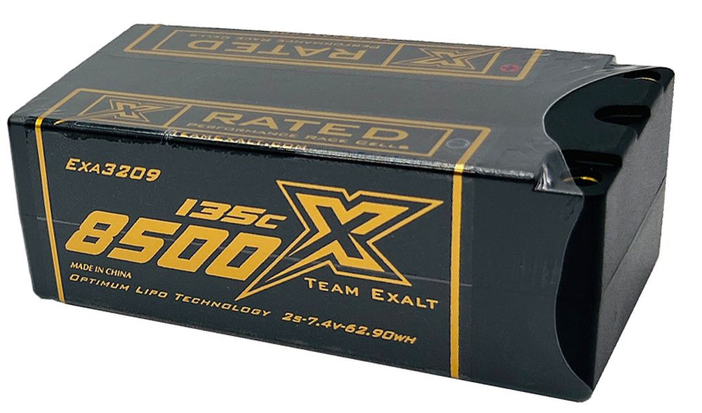 Exalt 2S 7.4V 8500MAH 135C Fat Shorty w/5mm Bullets, X-Rated