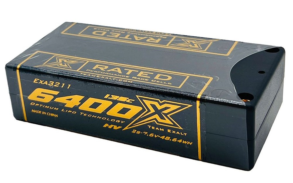 Exalt 2S 7.6V 6400MAH 135C Shorty w/5mm Bullets HVX-Rated LiPo