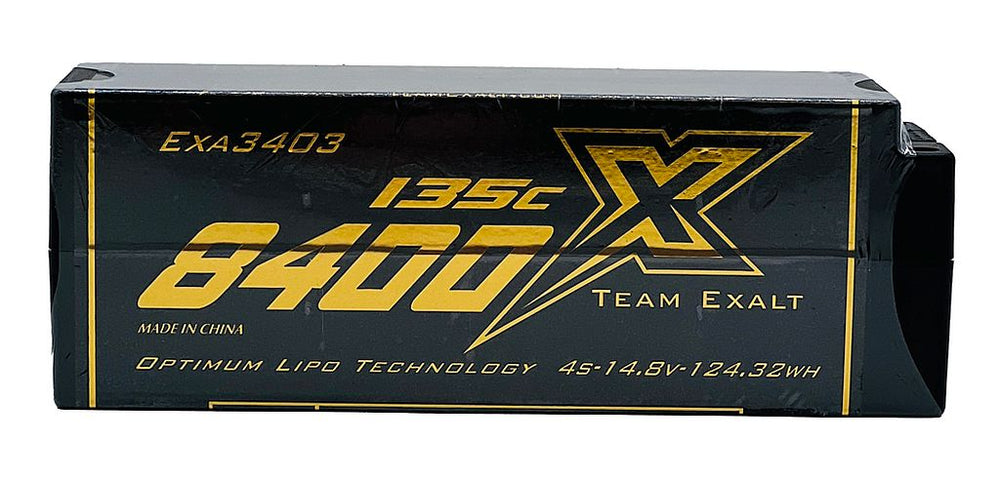 Exalt 4S 14.8V 8400MAH 135C Stick w/5mm Bullets, X-Rated LiPo