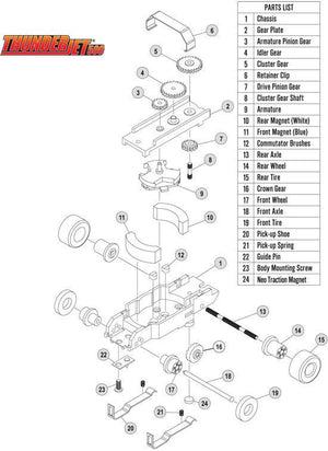 Auto World Thunderjet Chassis Tjet Parts Cluster Shaft 6pc HO Slot Car