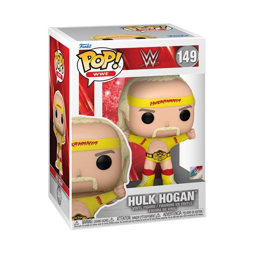 Funko Pop! vinyl figure of a wrestler in yellow outfit with 'Hulkamania' headband on a white background