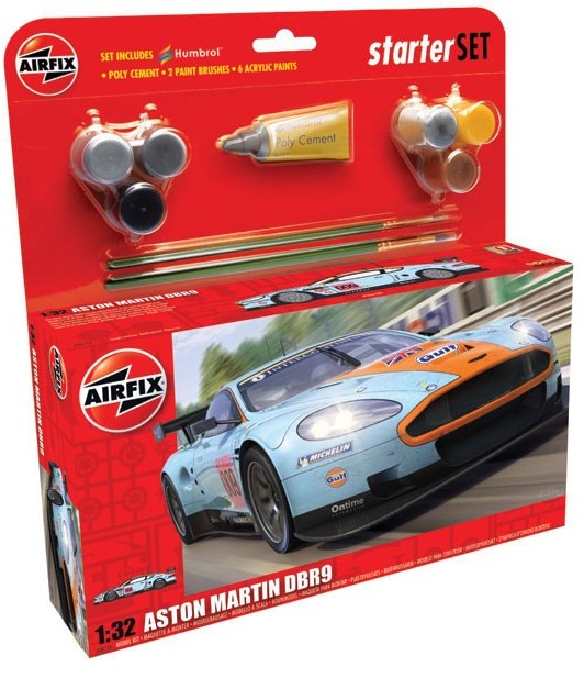 Airfix 50110 1/32 Aston Martin DBR9 Gulf Race Car Large Starter Set w/paint & gl