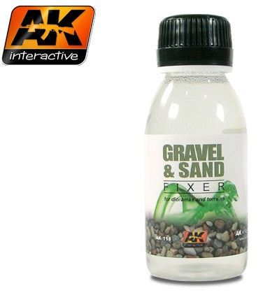 Black Forest® Hobby Supply Co AK Interactive 118 Gravel & Sand Fixer Enamel 100ml Bottle — Glues, Paints, Tools > AK