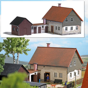 Busch 1909 HO Scale Weathered House with Addition Kit