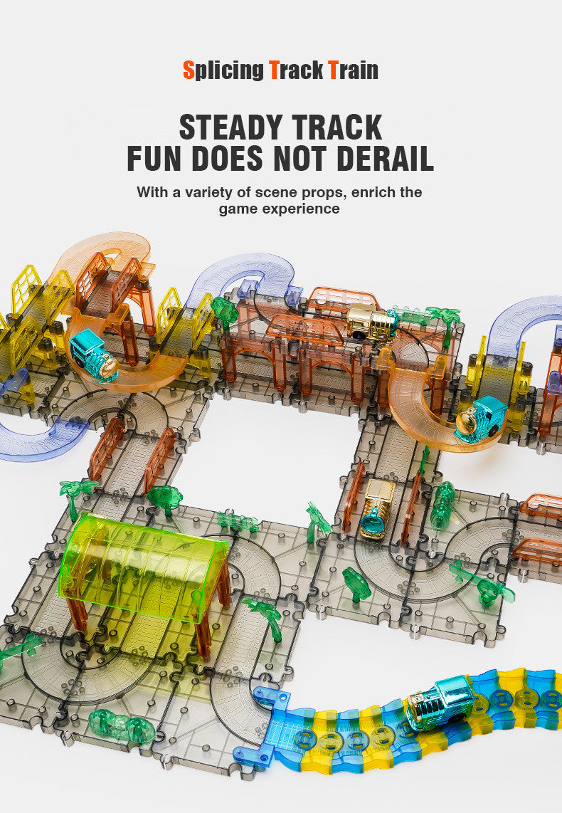 Electric train tracks Toys Splicing Track Trains Transparent Electric toy Puzzle