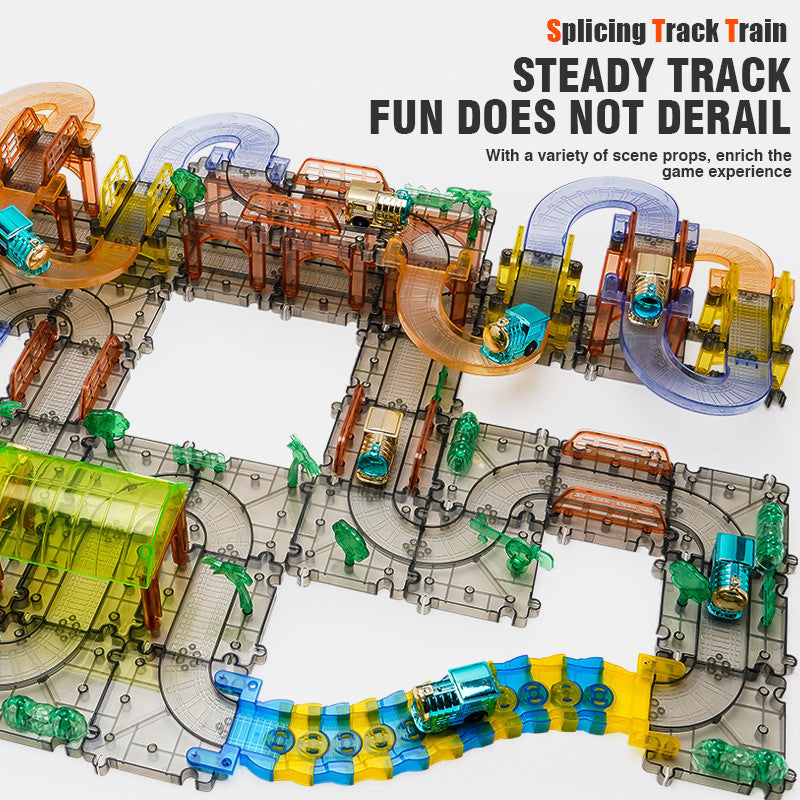 Electric train tracks Toys Splicing Track Trains Transparent Electric toy Puzzle