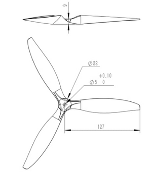 Demon Power Systems 1060 3 blade Carbon Fiber Propeller 10x6x3