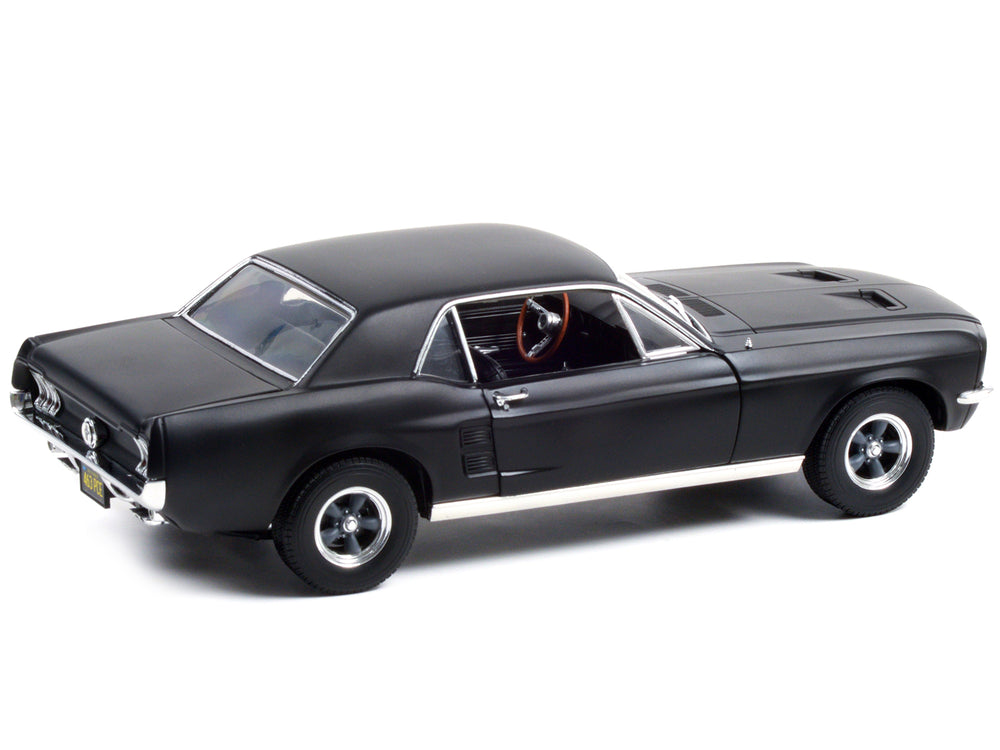 1967 Ford Mustang Coupe Matt Black (Adonis Creed's) "Creed" (2015) Movie 1/18 Diecast Model Car by Greenlight
