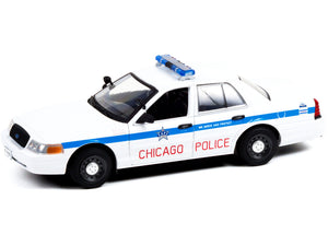 2008 Ford Crown Victoria Police Interceptor "CAPS" White with Blue Stripes "Chicago Police Department" "Hot Pursuit" Series 1/24 Diecast Model Car by Greenlight