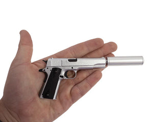 GoatGuns Mini 1911 Suppressor, Silver, for 1911 Models — Diecast Replica Guns