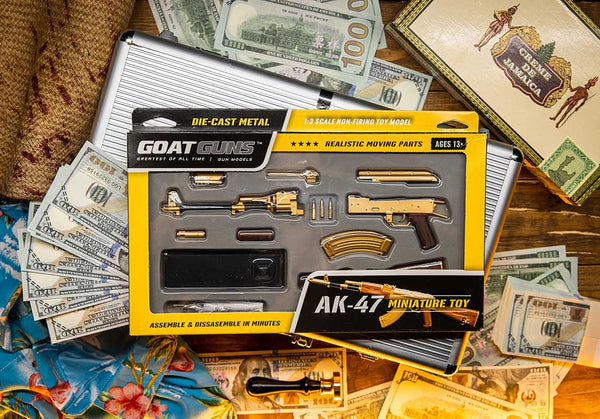 GoatGuns 1/3 Scale Die Cast AK47 Model Rifle, Gold — Diecast Replica Guns