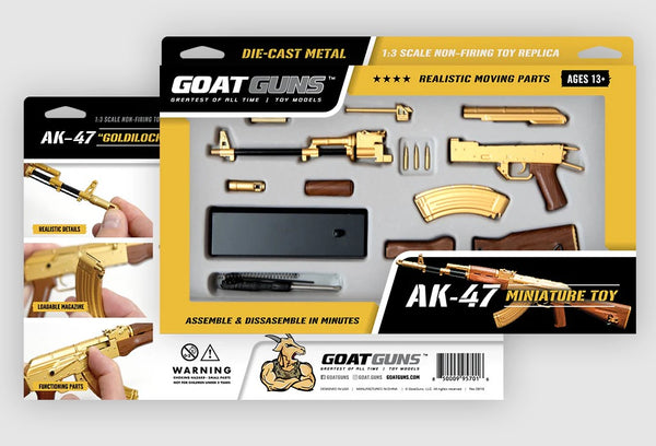 GoatGuns 1/3 Scale Die Cast AK47 Model Rifle, Gold — Diecast Replica Guns