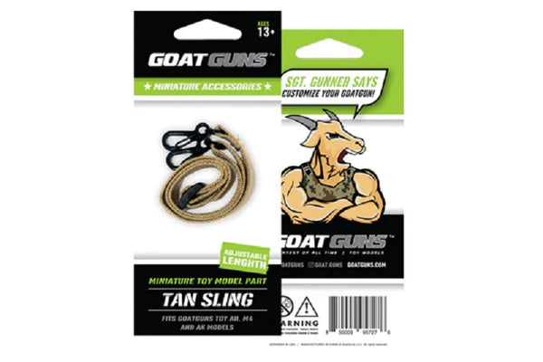 GoatGuns Miniature Sling, Tan, Adjustable, for Mini AR & AK — Diecast Replica Guns