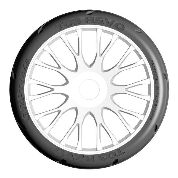 GRP GTJ03-XM7 1/8 GT T03 REVO MEDIUMHARD Mounted Tires Wheels (4) WHITE