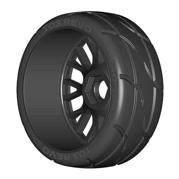 GRP GTX03-XB1 1/8 GT T03 REVO UltraSoft Mounted Tires Wheels (4) Black
