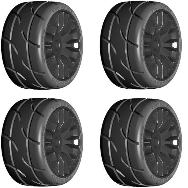 GRP GTX03-XB1 1/8 GT T03 REVO UltraSoft Mounted Tires Wheels (4) Black