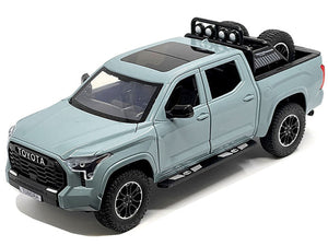 2023 Toyota Tundra TRD 4x4 Pickup Truck Lunar Rock Gray with Sunroof and Wheel Rack 1/24 Diecast Model Car