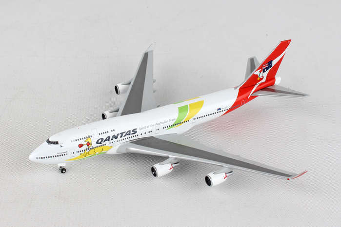 Black Forest® Hobby Supply Co Herpa Wings HE529914 Qantas 747-400 1/500 Spirit Of Australian Team Vh-Oej — 1:500 Commercial