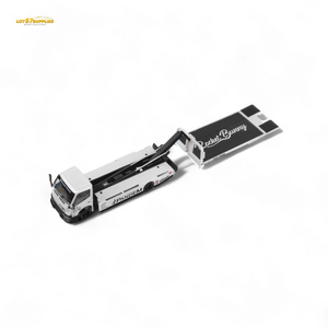 MicroTurbo HINO 300 Flat Bed Transport Truck in Pandem Rocket Bunny White 1:64