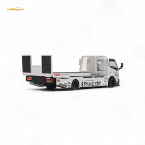 MicroTurbo HINO 300 Flat Bed Transport Truck in Pandem Rocket Bunny White 1:64