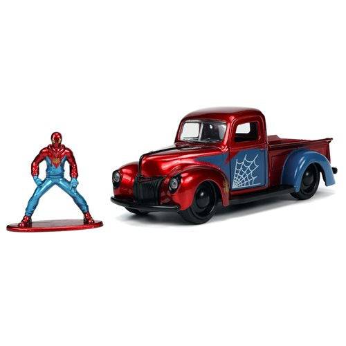 ToyShnip Hollywood Rides 1941 Ford Pickup 1:32 Scale Die-Cast Metal Vehicle with Proto-Suit Spider-Man Figure — Action Figure