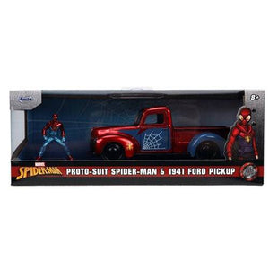 ToyShnip Hollywood Rides 1941 Ford Pickup 1:32 Scale Die-Cast Metal Vehicle with Proto-Suit Spider-Man Figure — Action Figure