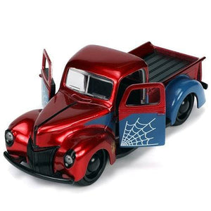 ToyShnip Hollywood Rides 1941 Ford Pickup 1:32 Scale Die-Cast Metal Vehicle with Proto-Suit Spider-Man Figure — Action Figure