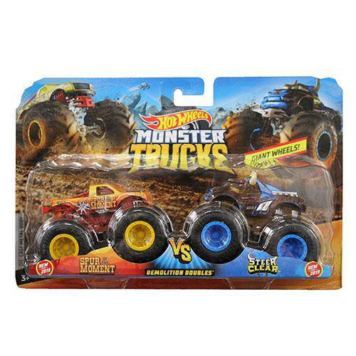 ToyShnip Hot Wheels Monster Trucks 1:64 Demolition Doubles 2-Pk - Spur Moment Vs Steer Clear — Toys & Games