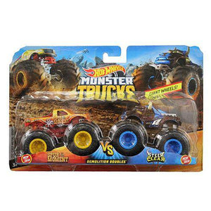ToyShnip Hot Wheels Monster Trucks 1:64 Demolition Doubles 2-Pk - Spur Moment Vs Steer Clear — Toys & Games