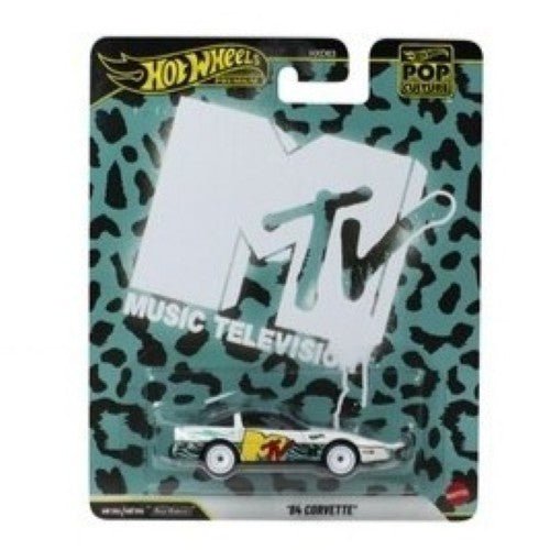 Hot Wheels Pop Culture 2026 - Select Vehicle(s) featuring a collectible diecast ’76 Corvette with MTV Music Television logo, presented by a veteran-owned, STEM-focused hobby store.