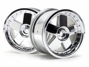 Hpi 3087 Scorch 6 Spoke Wheels Shiny Chrome (2.2in/2pieces) Firestorm 10T