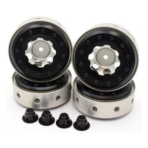 Hot Racing BLW198S08 Silver 1.9" Beadlock Wheels w/ Black Rings (4) Rock Crawler