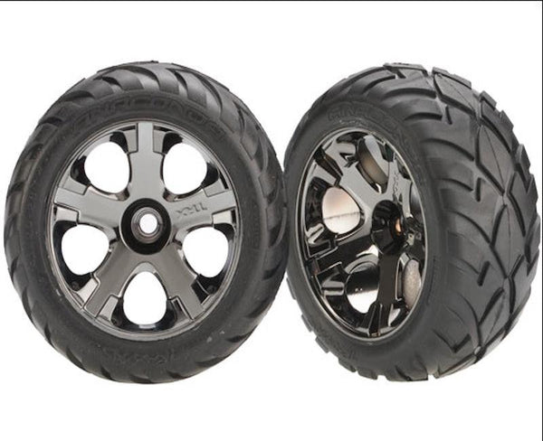 Traxxas 3777A Tires & Wheels Assembled All Star Black Chrome Anaconda Tires
